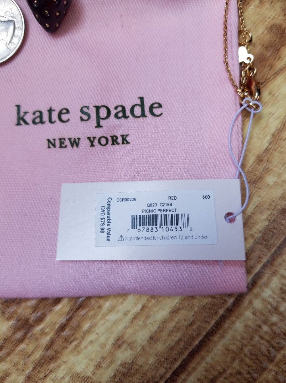 NWT Kate Spade Tutti Fruity Strawberry Mini Pendant Necklace New York Charm - Picture 2 of 7